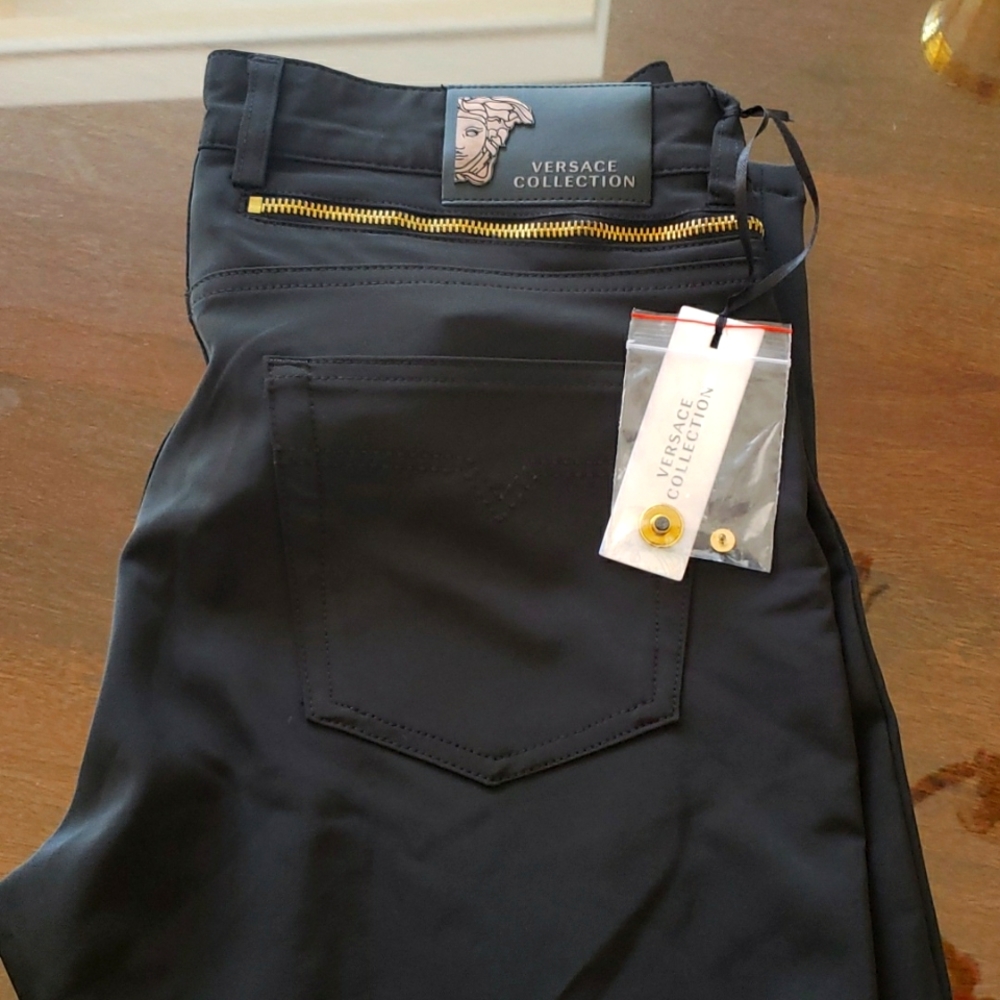 Last Pair - 80% Versace Mens Black Nylon Awesome Jeans
